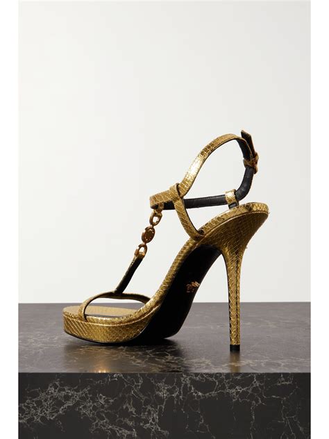 versace gold snake print leather|VERSACE Embellished metallic snake.